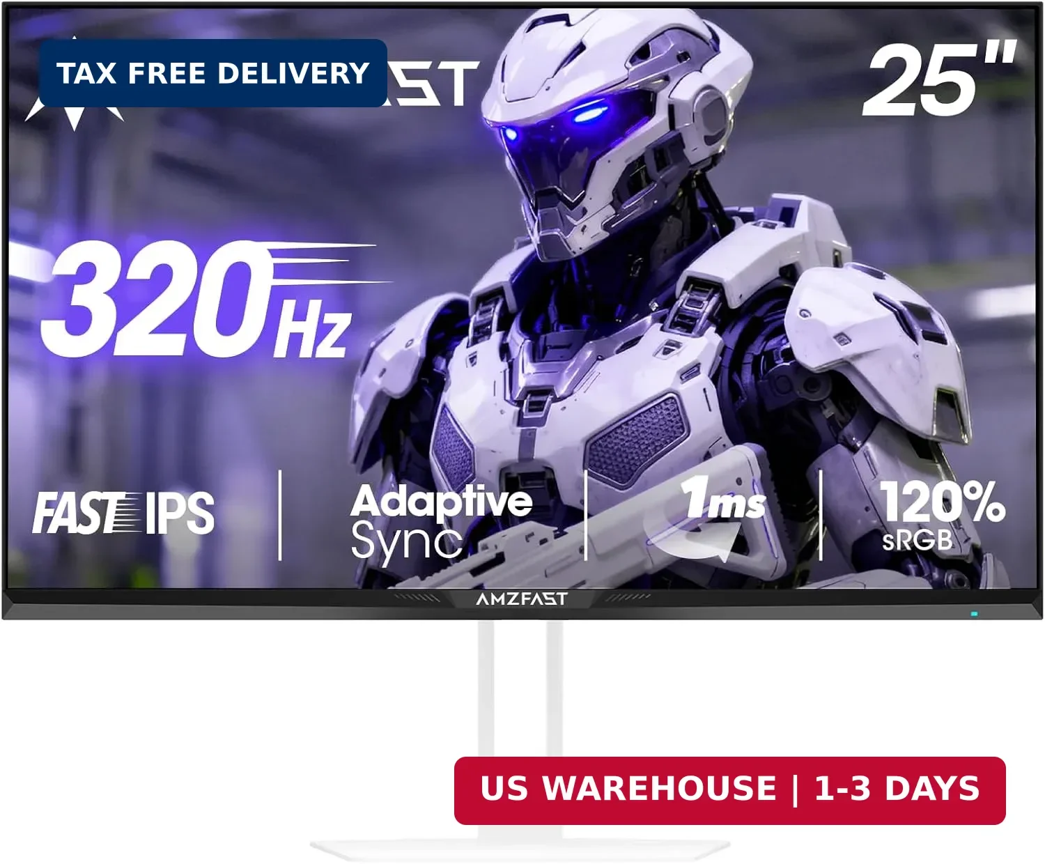 Amzfast 25 Inch White Gaming Monitor 320Hz/300Hz/240Hz, FHD 1080P