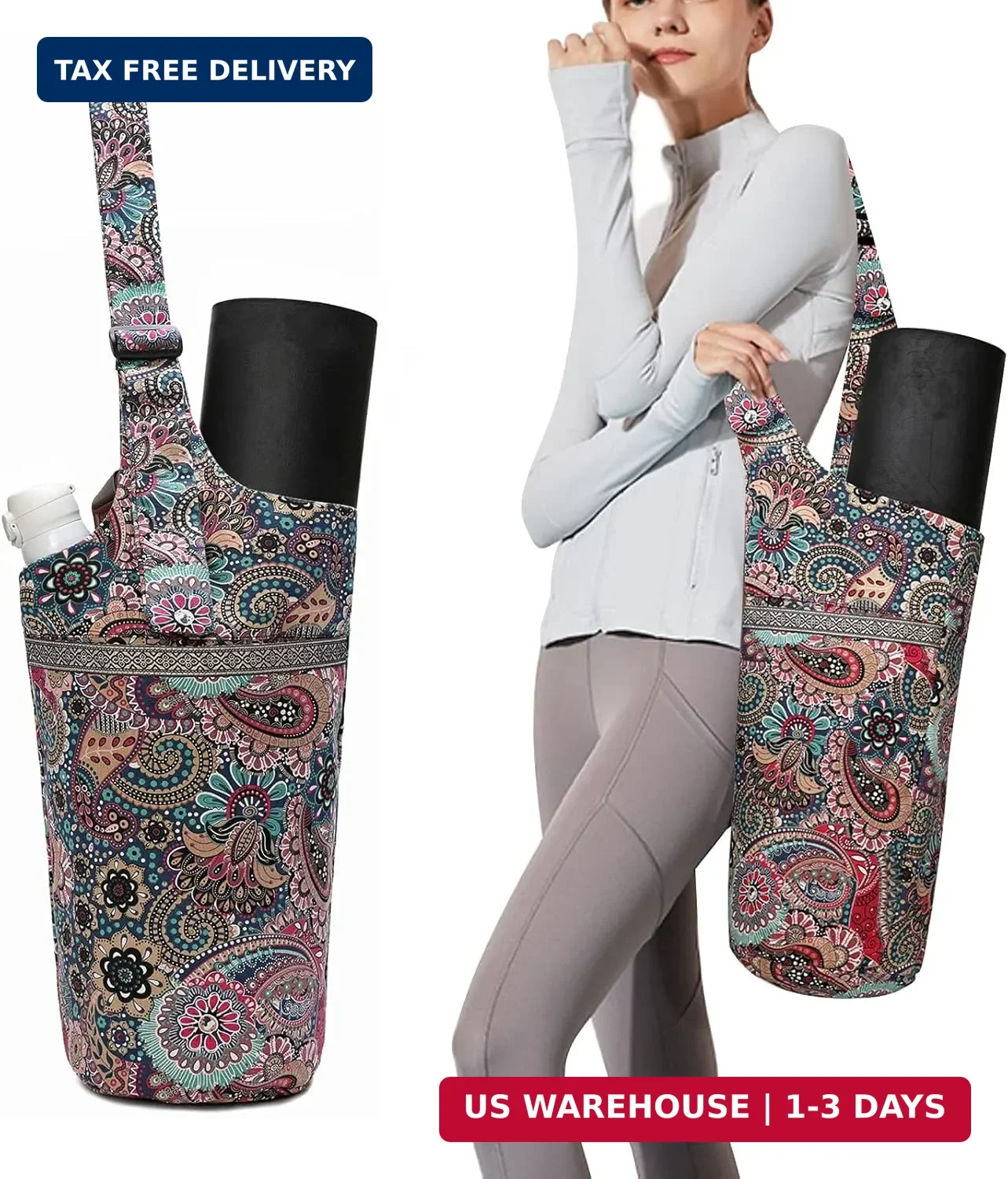 IwIeIaIrI Yoga Mat Bag for Women with Large Size Pocket and Zipper Pocket,Yoga B