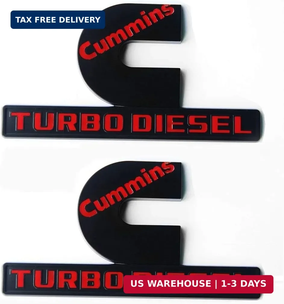 2Pack Compatible with Cummins Turbo Diesel Emblem Badge High