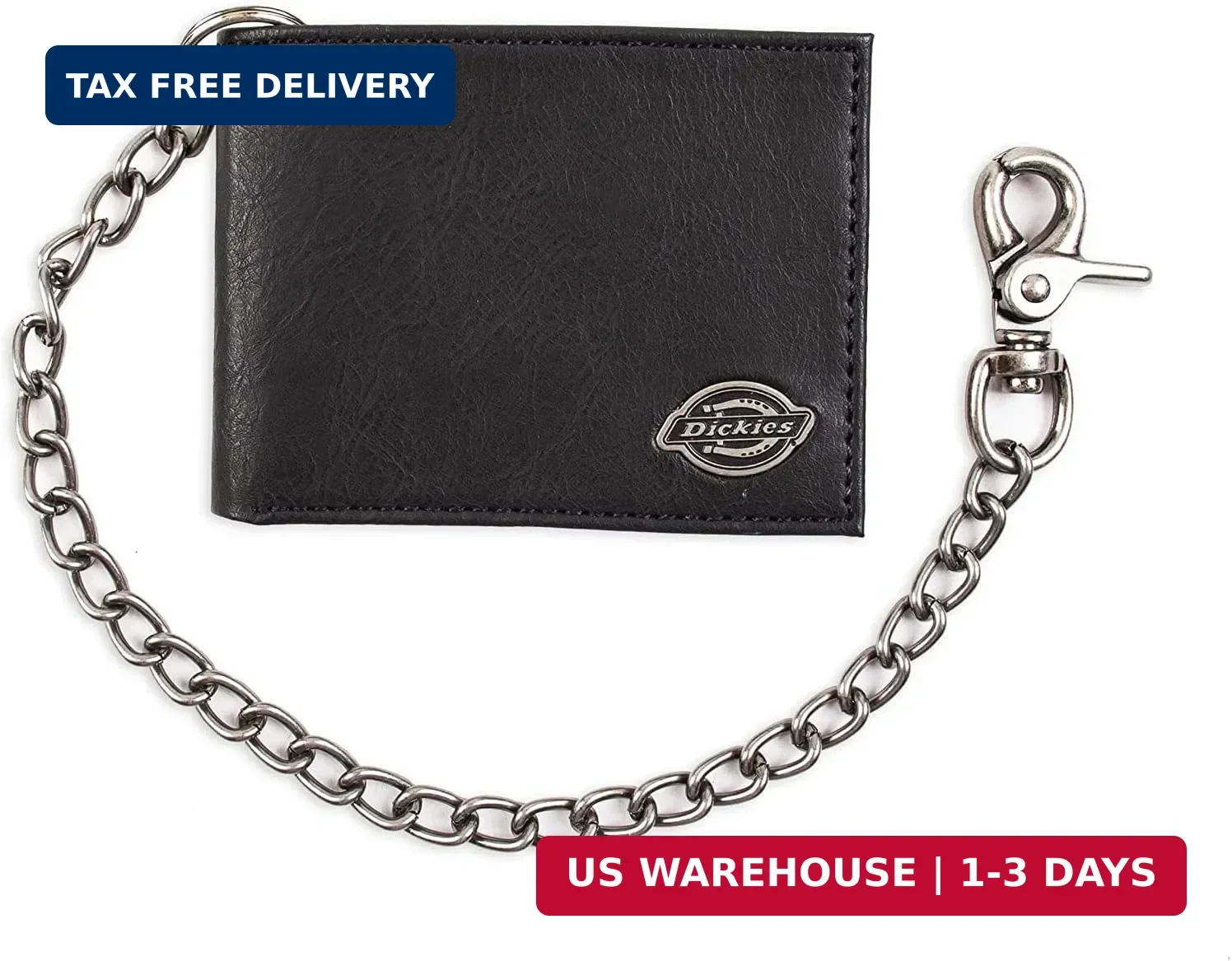 Dickies Men's RFID Everyday Leather Bifold Chain Wallet Black | eBay