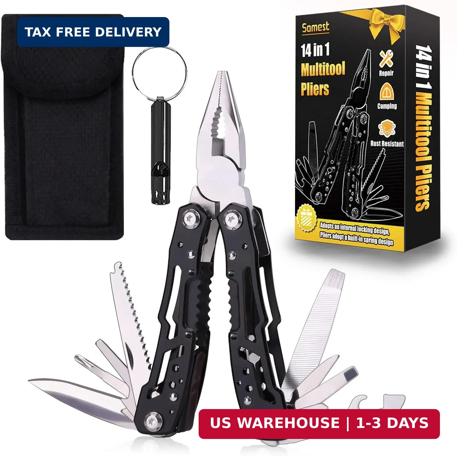 14 in 1 Multitool Pliers Gives One Whistle as a Gift, Professional Pocket Pliers