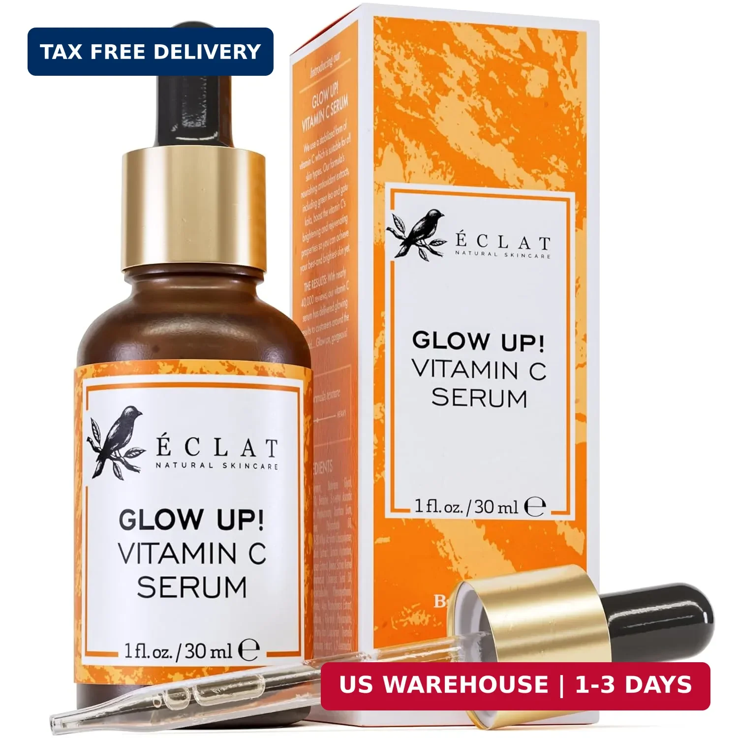Eclat Vitamin C Face Serum Hyaluronic Acid Ferulic Acid Vitamin E 1 Fl Oz