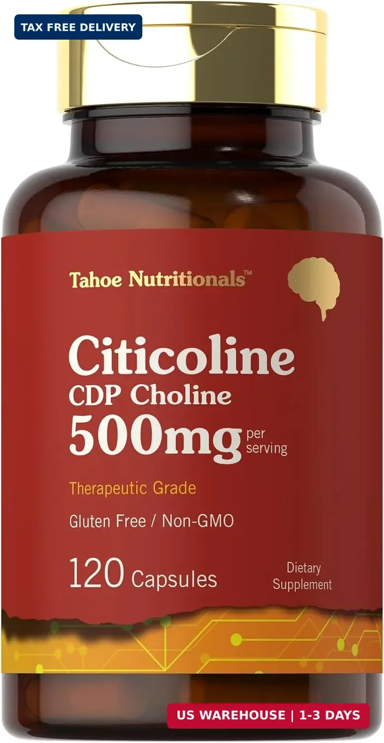 Tahoe Nutritionals Citicoline Supplement | 500mg | 120 Capsules | CDP Choline | Therapeutic Grade |Non-GMO and Gluten Free