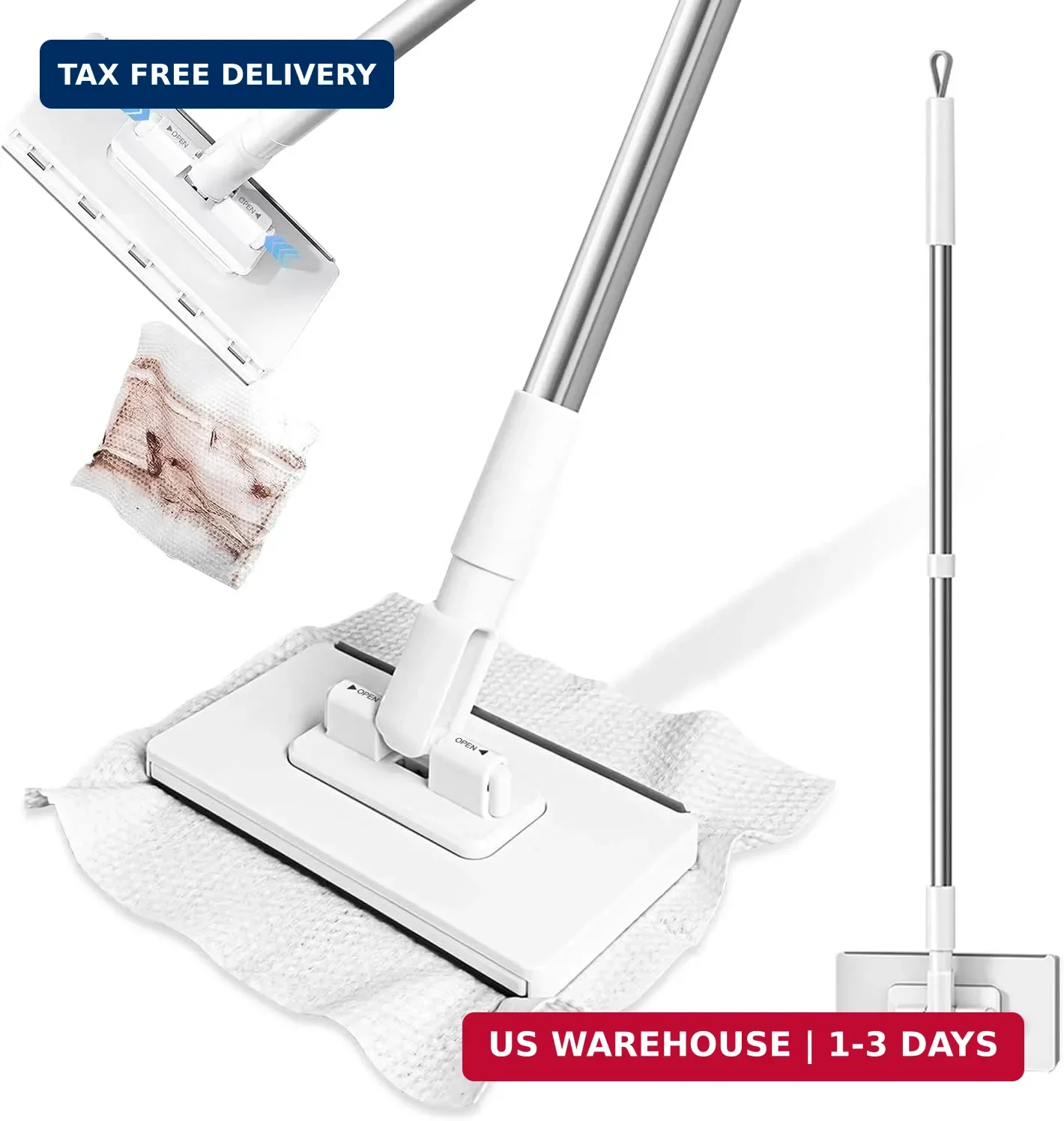 KZKR Snap Grip Mini Mop, No-Touch Disposable Lazy Mop, Easy