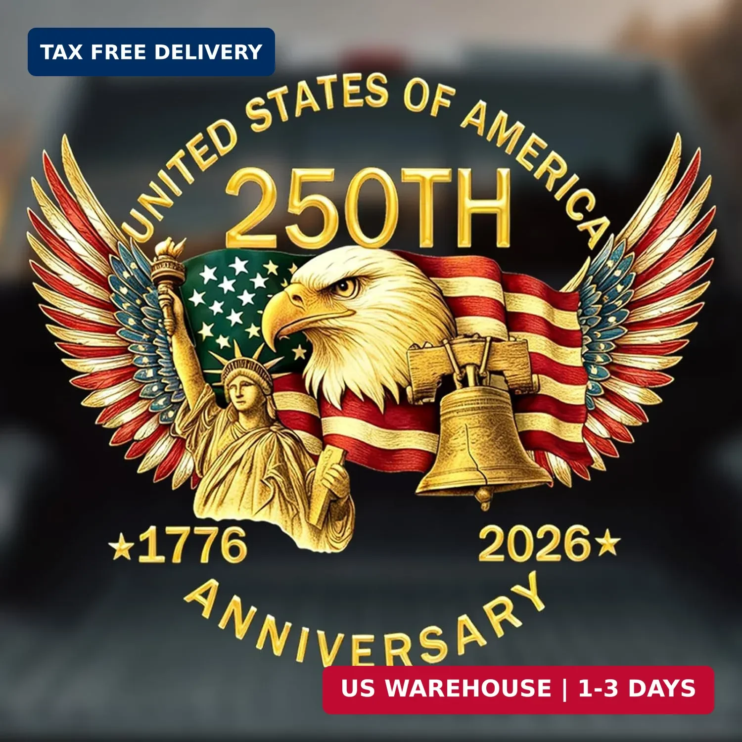 2PCS America 250th Anniversary Car Window Decal Sticker，1776-2026