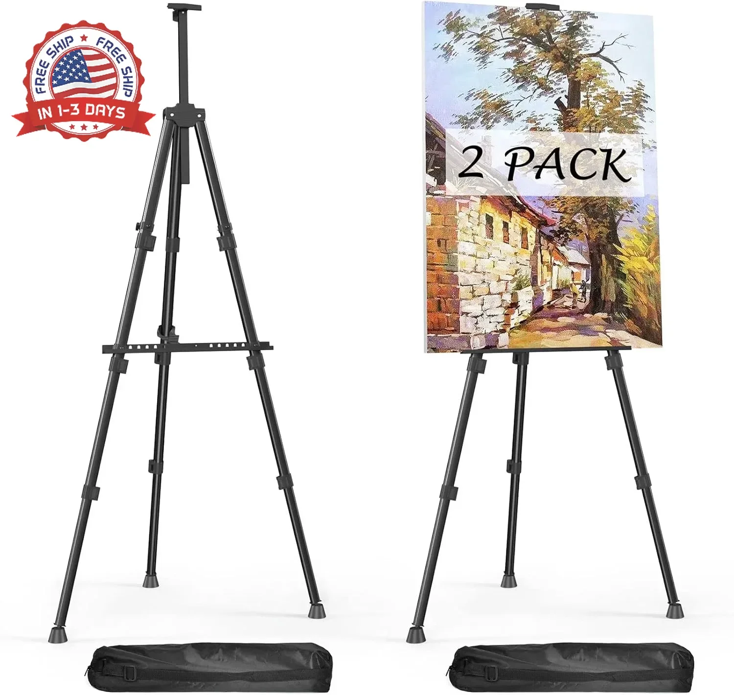 Easels for Painting Canvas, Aredy 66″ Art Easel for Drawing, Portable Painting E