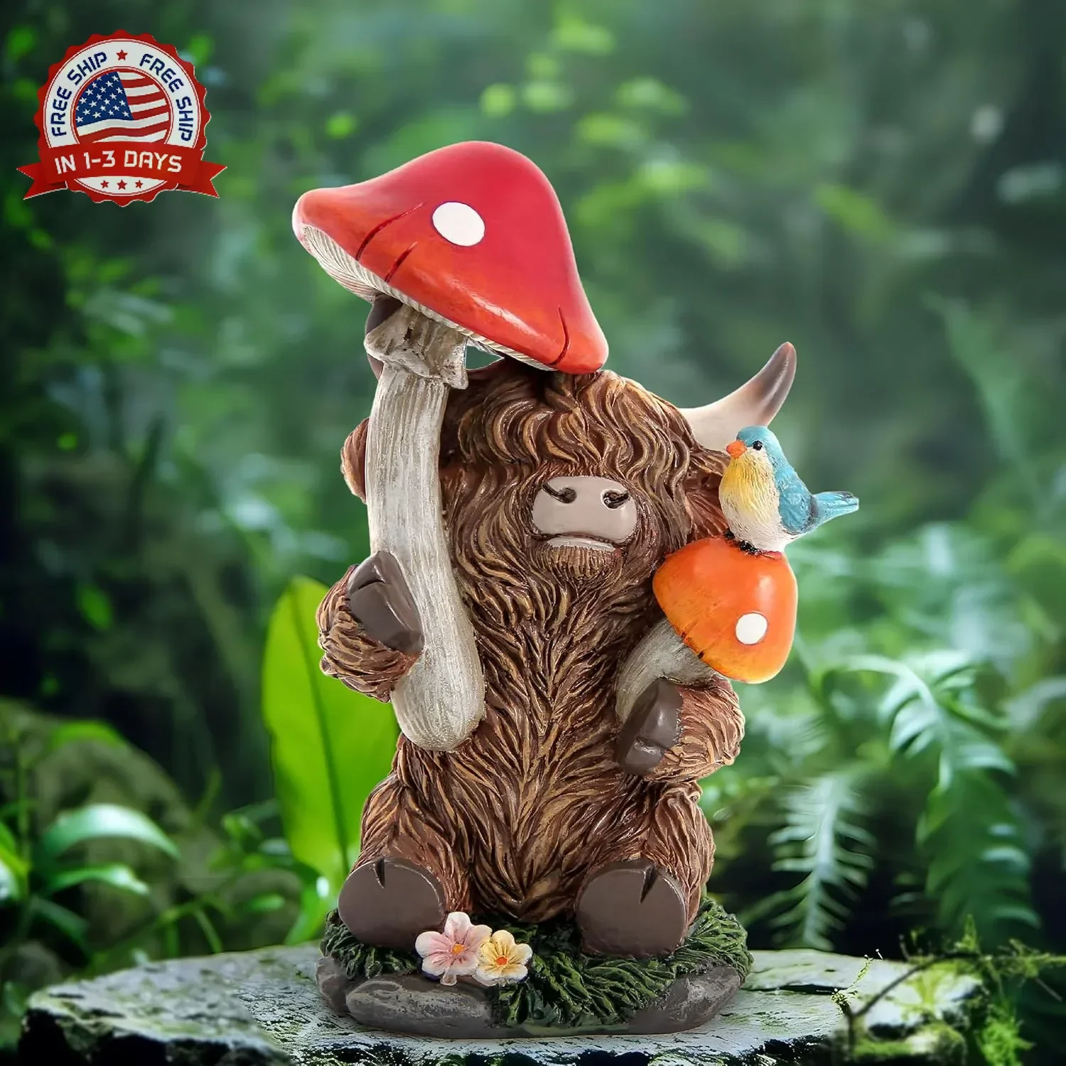 Highland Cow Figurines for Garden Decor,Garden Cows Decor for 