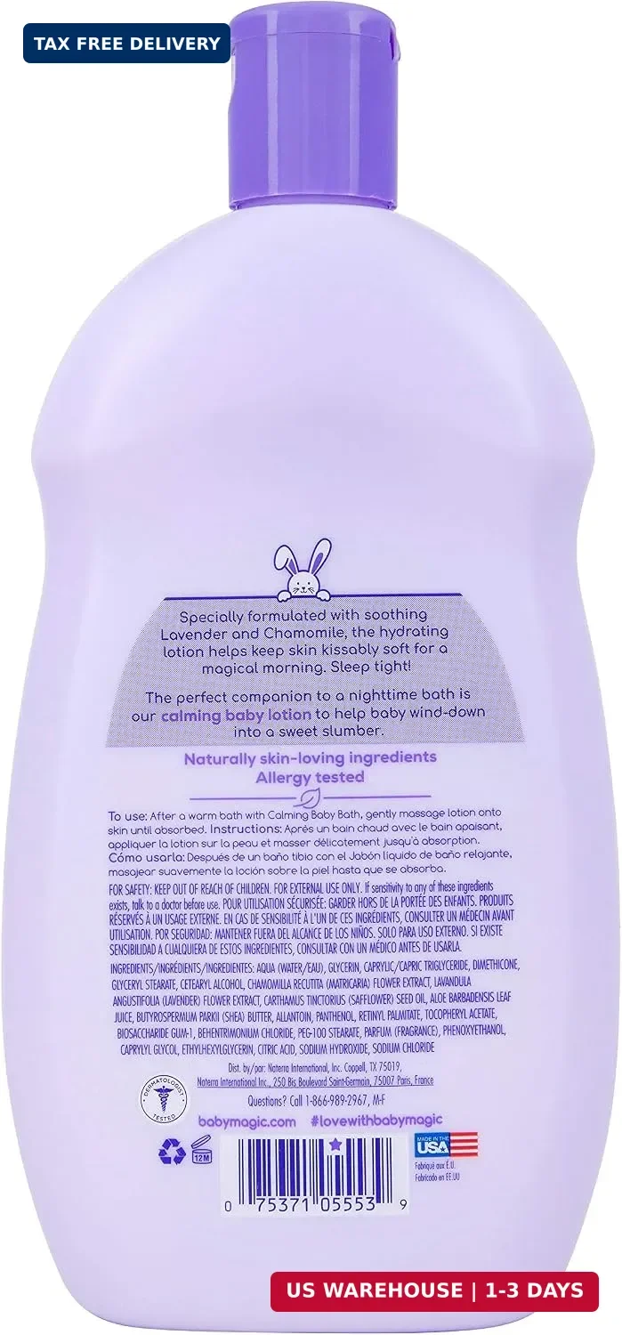 Baby Magic Calming Body Lotion, Lullaby Scent, Lavender & Chamomile, Lavender,