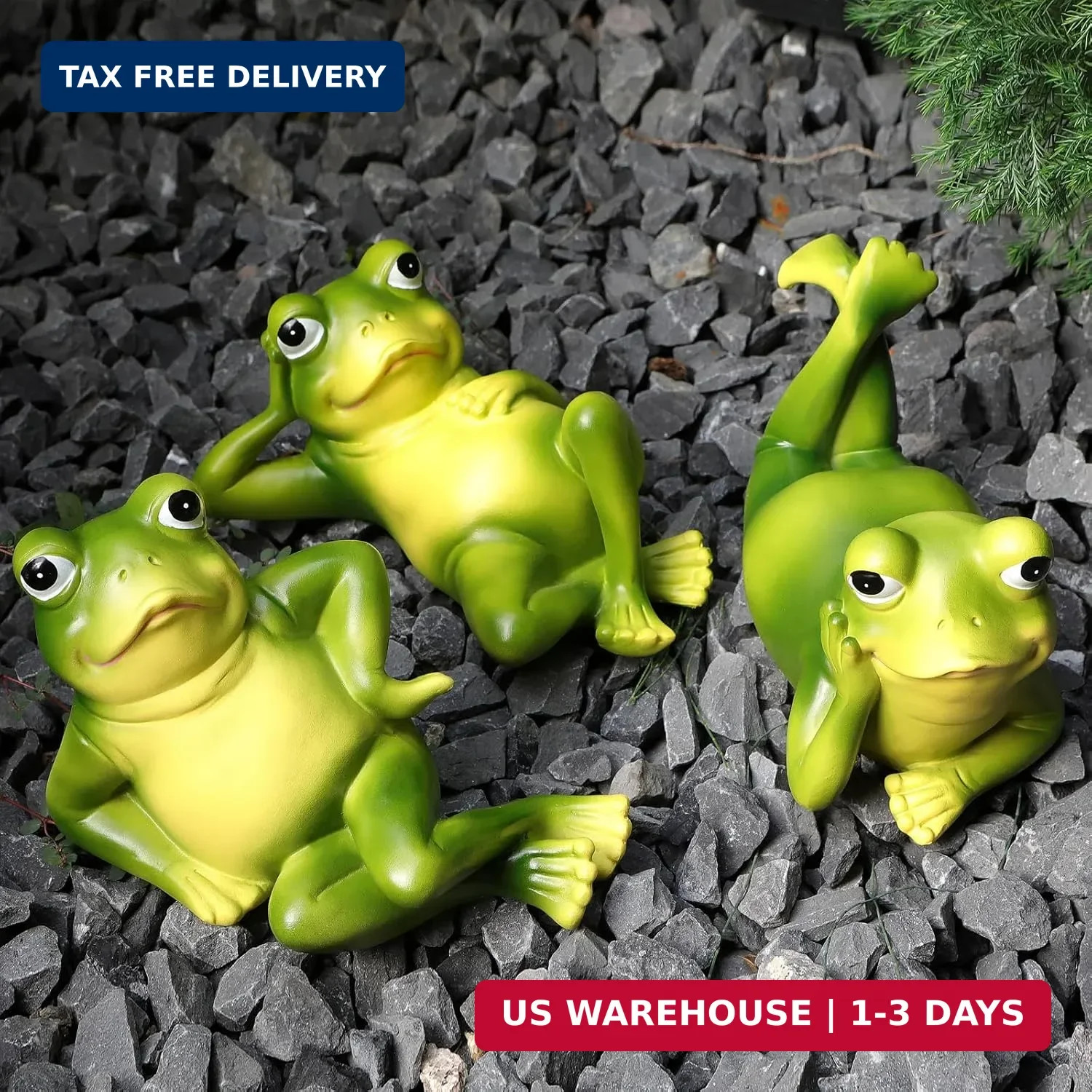 frog lancer 　custom order Frog Figurine Garden Decor Set of 3, Funny Lazy Frog Garden