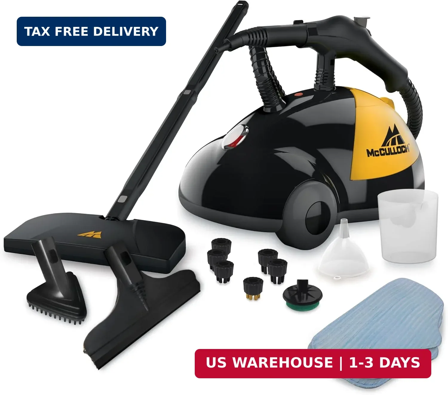 McCulloch MC1275 Heavy-Duty Steam Cleaner, 45 Minute Runtime, 18