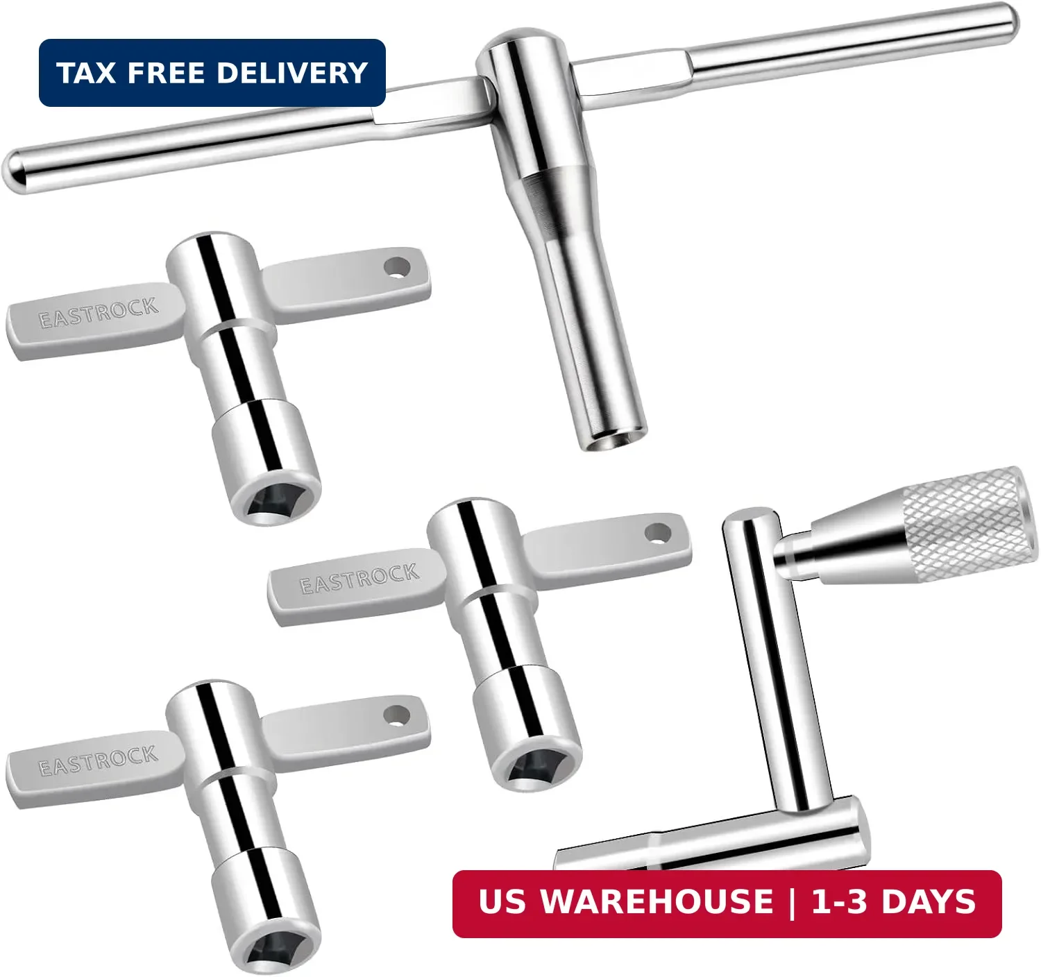 EASTROCK 5-Pack Drum Key Set - Universal Drum Tuning Tool Kit with 3 Standard T-