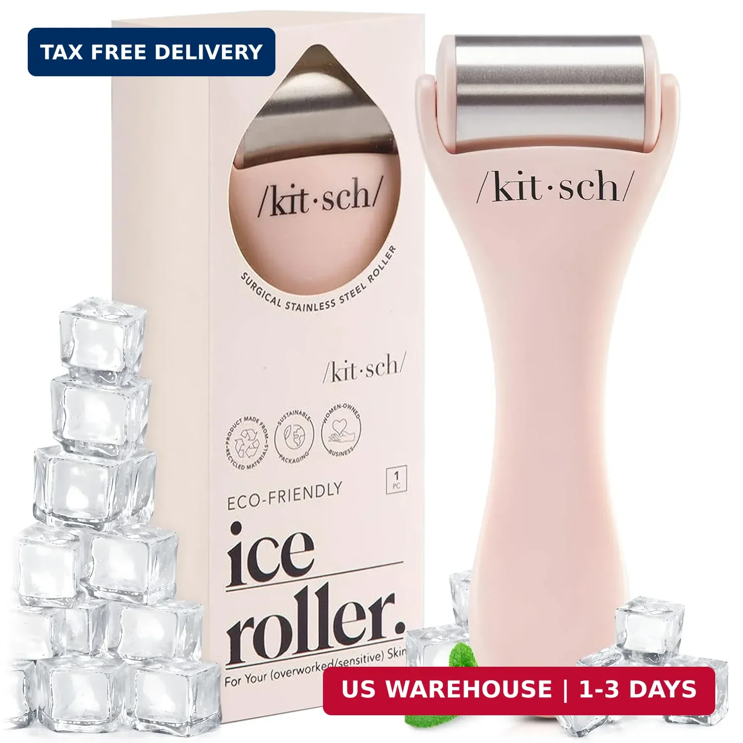 Kitsch Ice Roller for Face – Stainless Steel Ice Face Roller to Reduce Puffiness