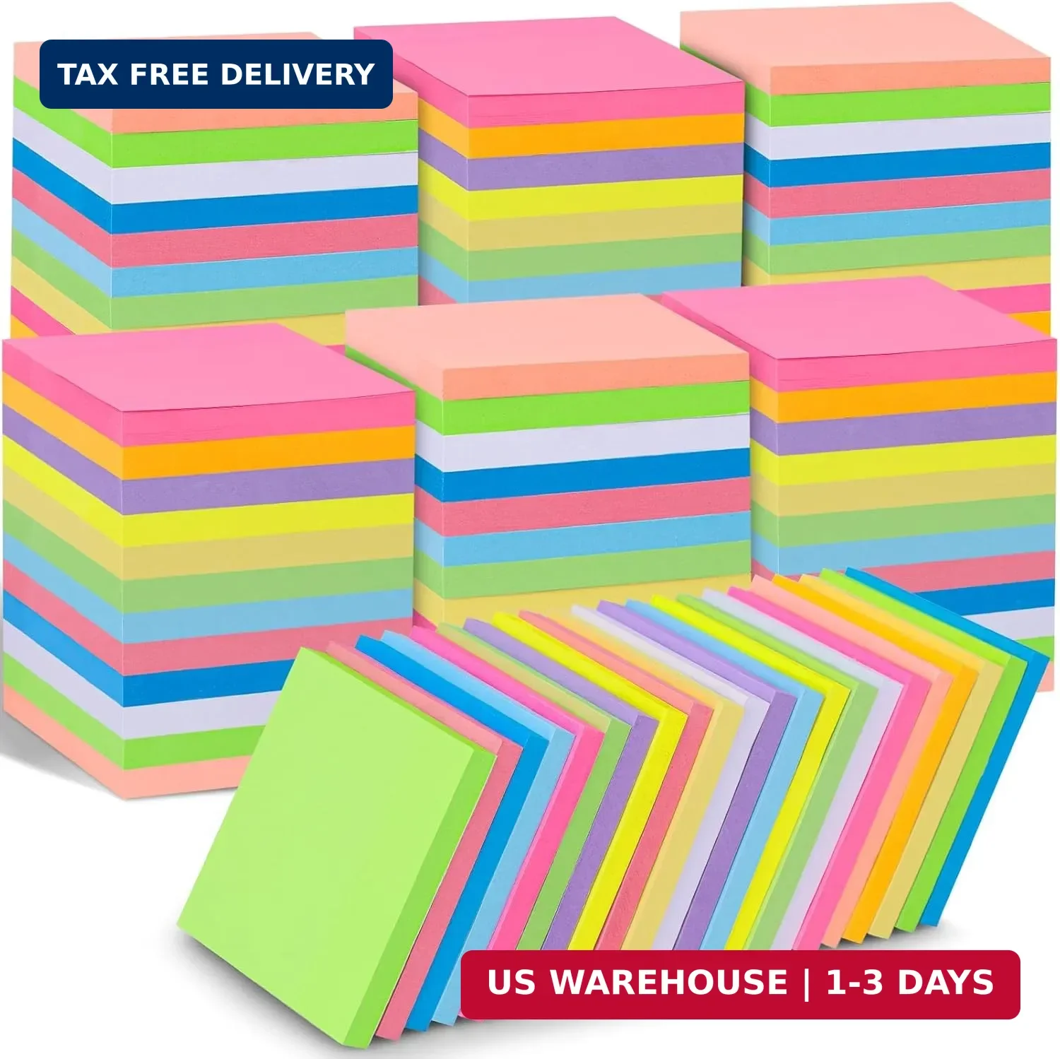 60 Pack Sticky Notes Bulk 3×3 Inch 12 Colors Self Stick Memo Pads | 75 Sheets Ea