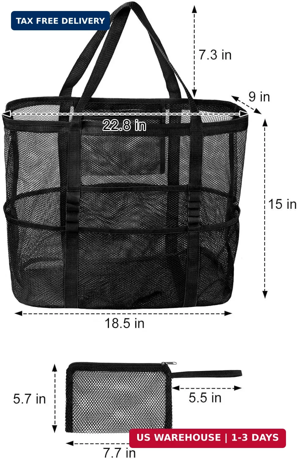 Mesh Beach Bag Vacation Essentials - Large Tote Pool Bag for Women Vacation Esse