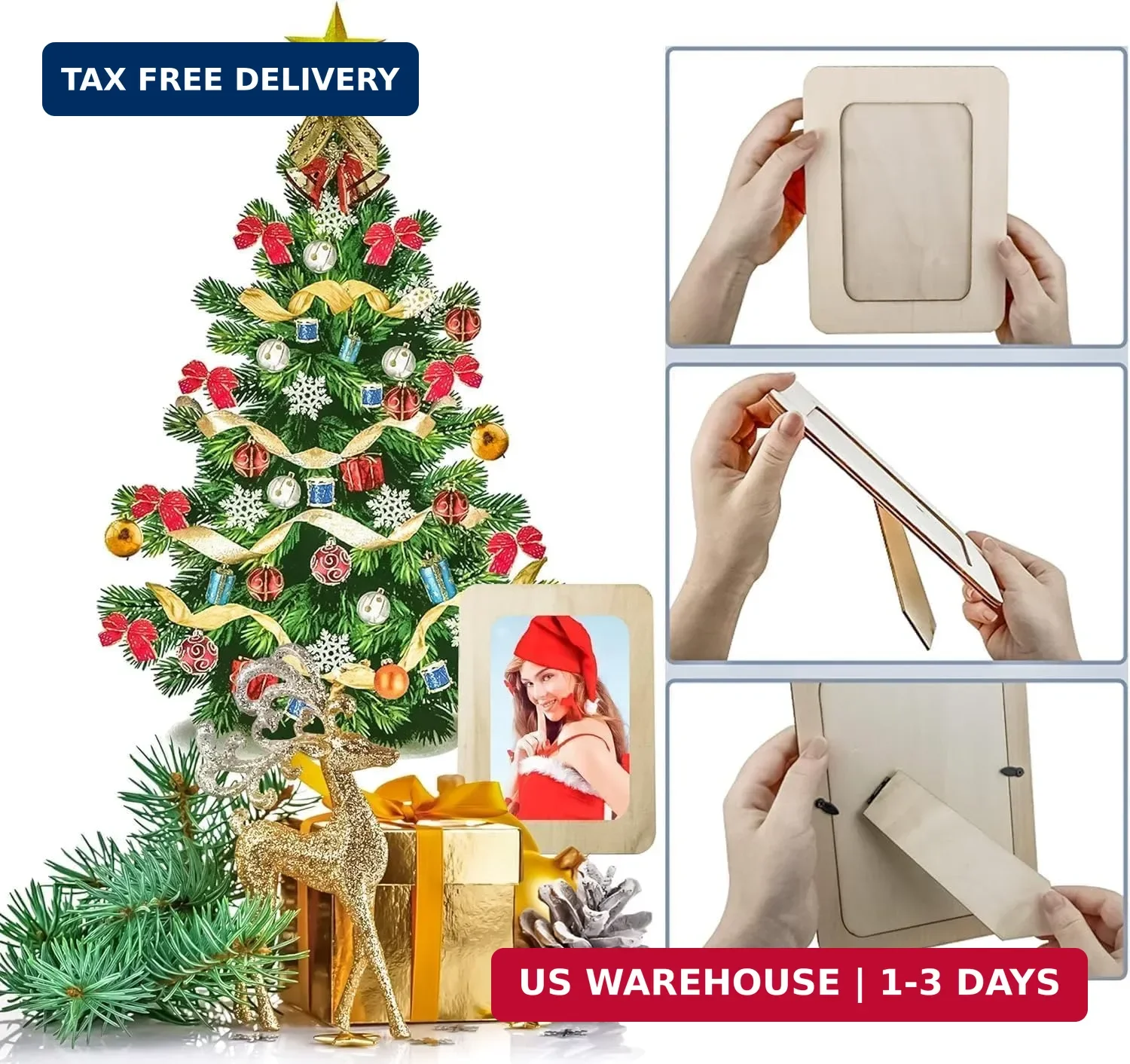 Vmiapxo 10 Pack Wooden Picture Frames for Crafts,DIY Wood Frame for 4x6 Photos,U