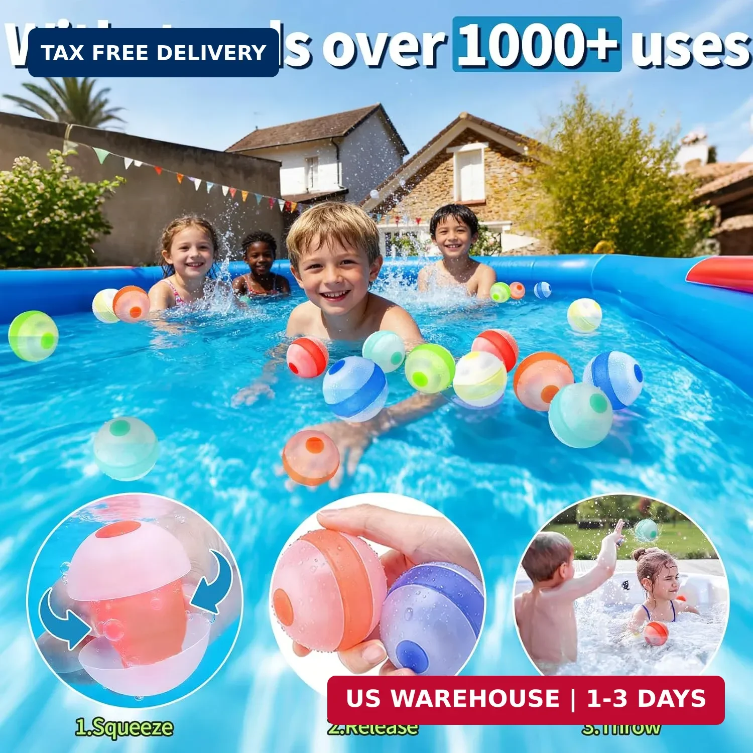Reusable Water Balloons,Refillable Water Balloons Quick Fill,Soft Silicone Water 632914556191