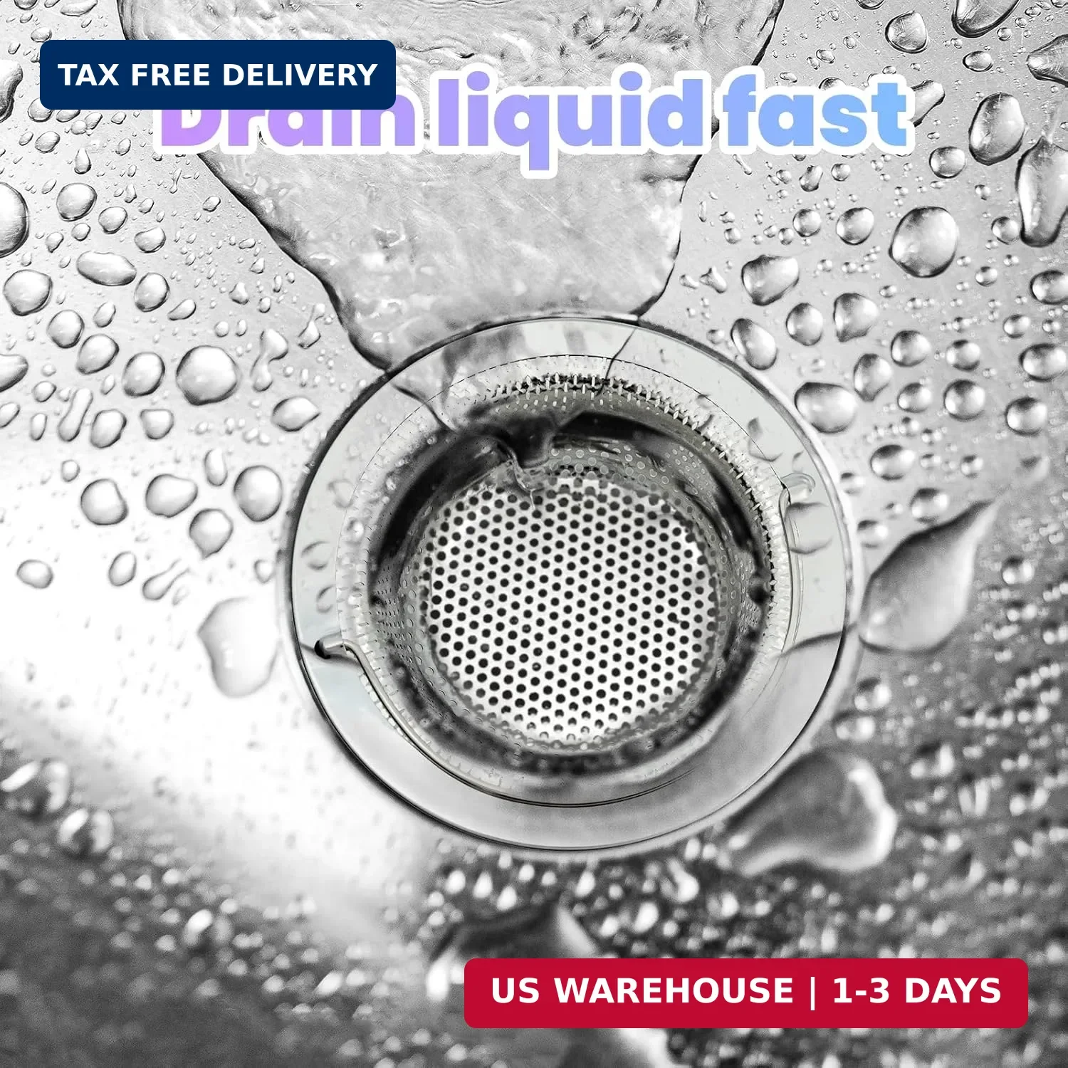 2 Pack Kitchen Sink Drain Strainer with Handle, Stainless Steel Large Kitchen Si 761152149145