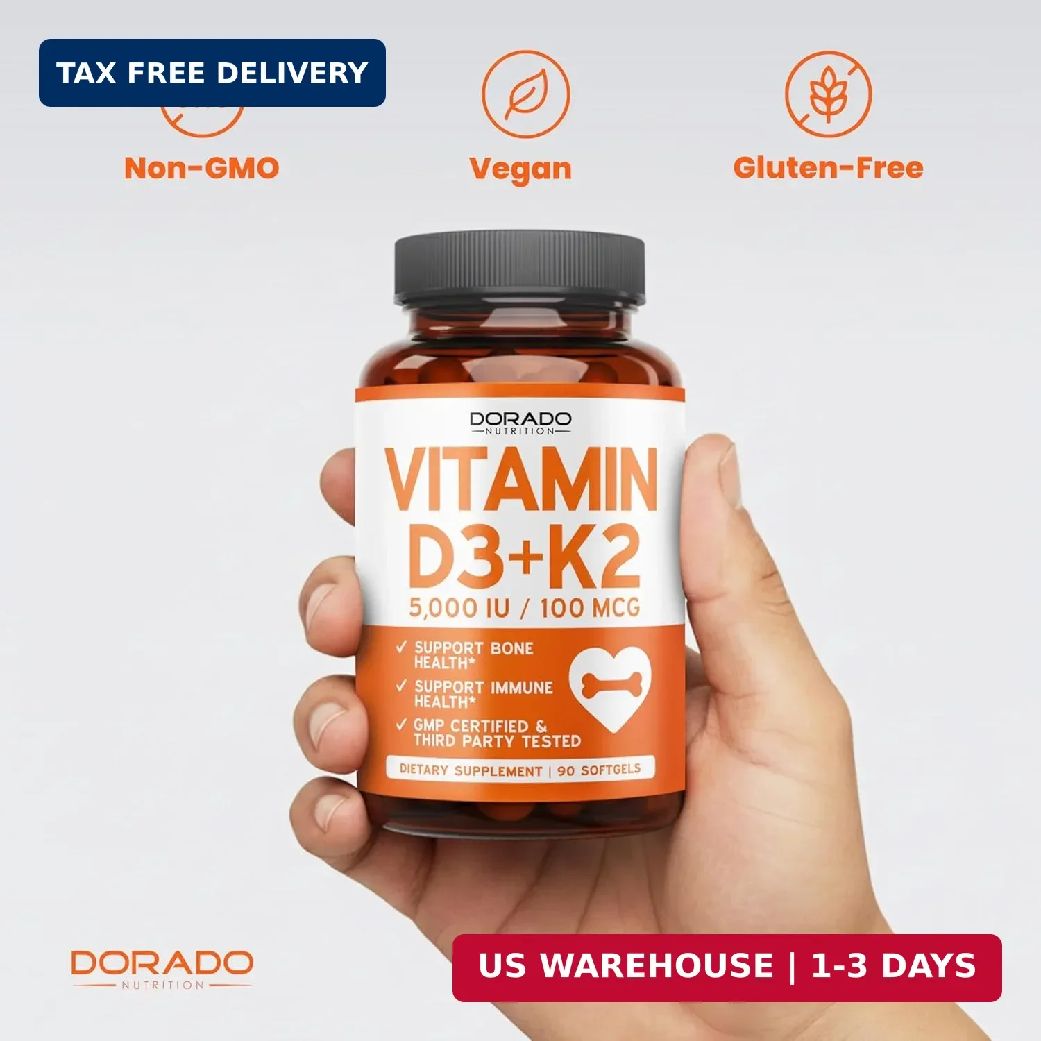 Vitamin D3 K2 Supplement (180 Softgels) Vitamin D3 K2 5000iu/100mcg - Supplement