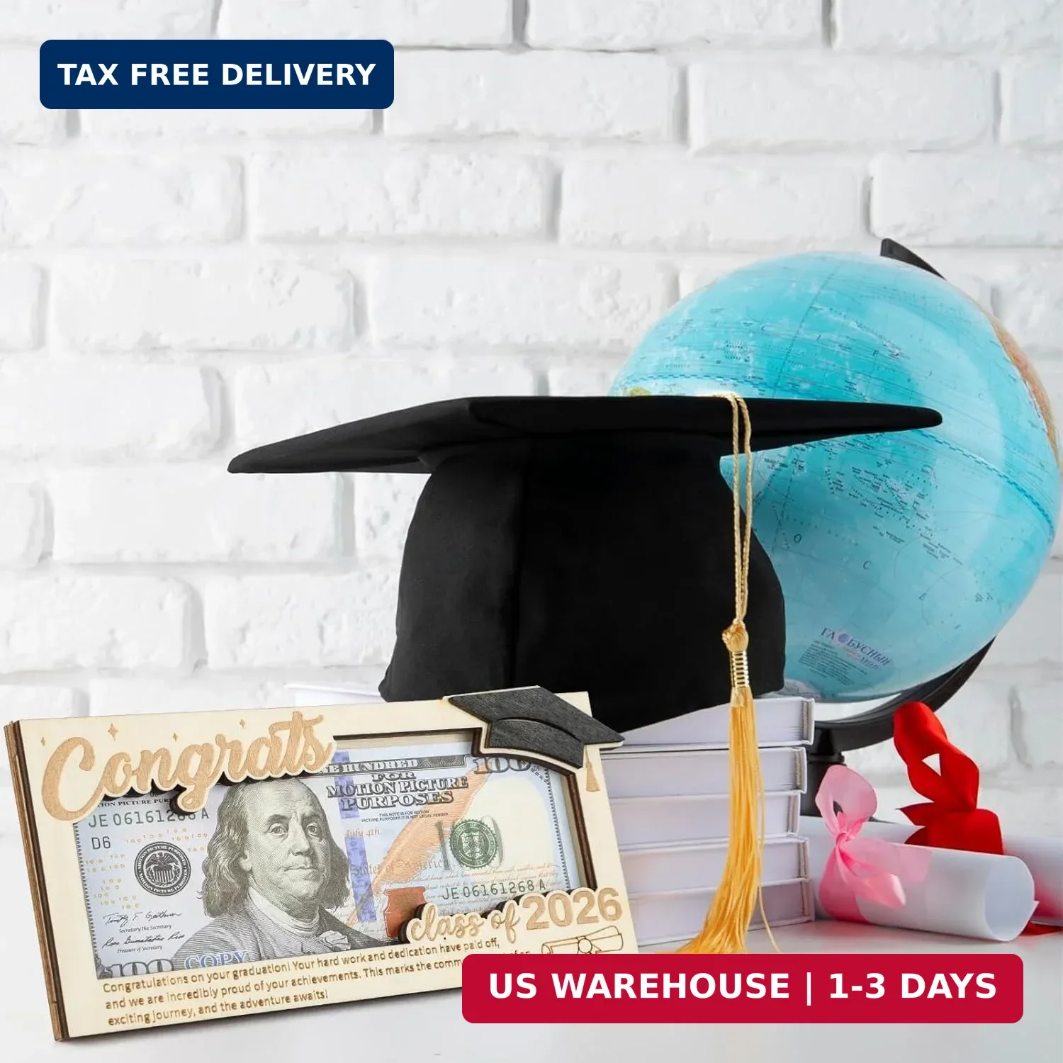 2026 Graduation Money Holder for Cash, Wooden Money Holder with Envelope, Class