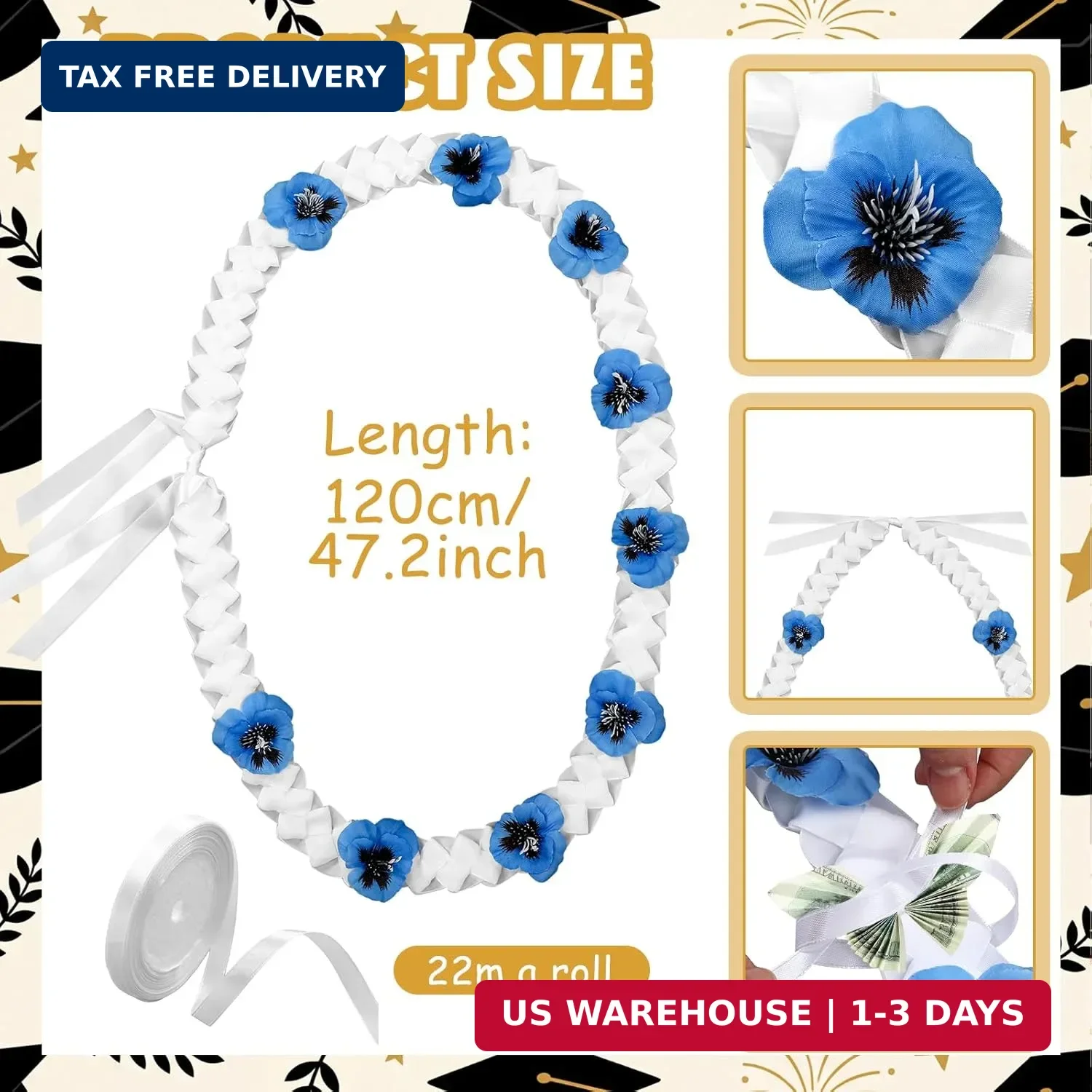 Thiccywoov Hawaiian Graduation Money Lei 2026 Hawaiian Flower Lei 48'' Tropical