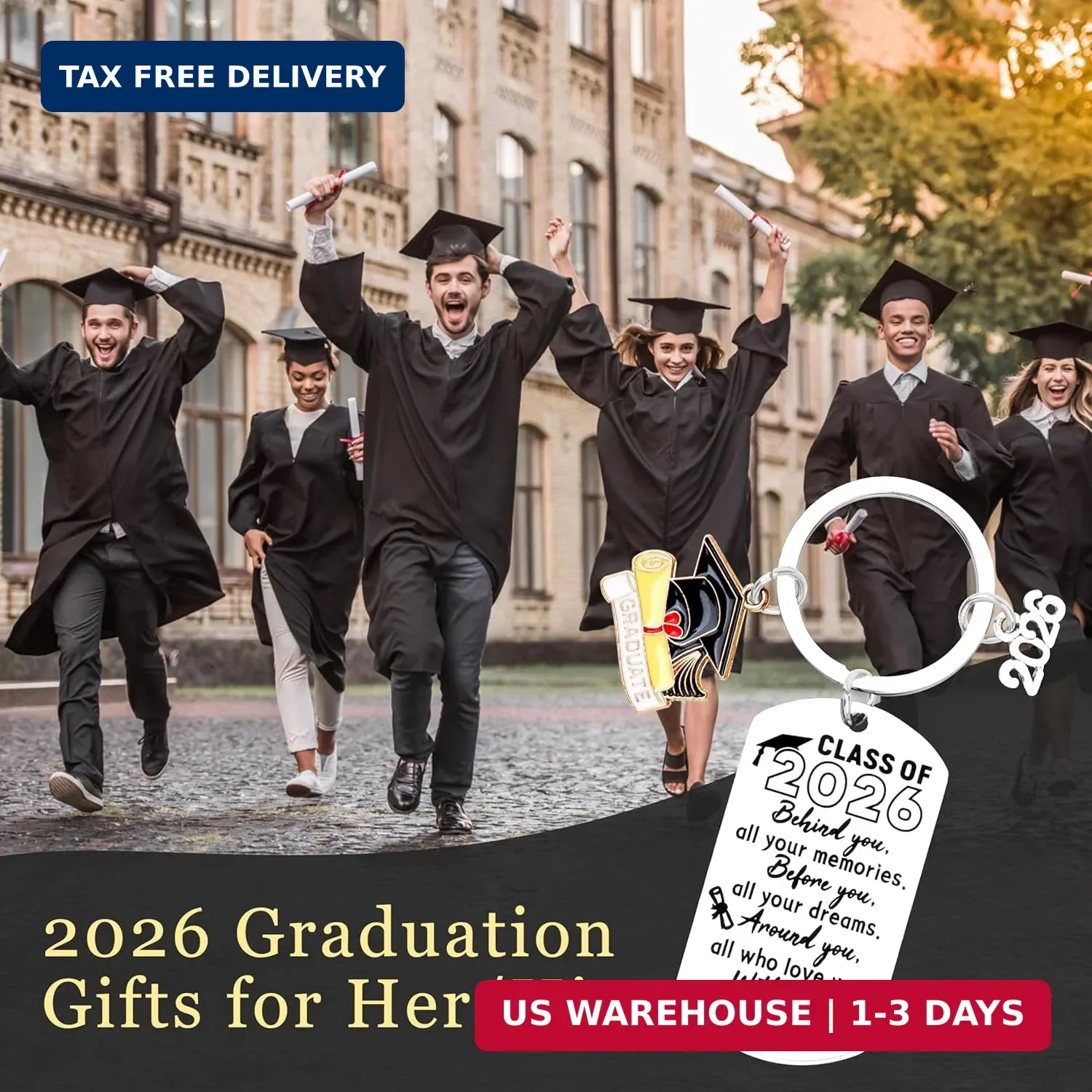 2026 Graduation Gifts for Him Her - Class of 2026 Graduation Keychain, Inspirati