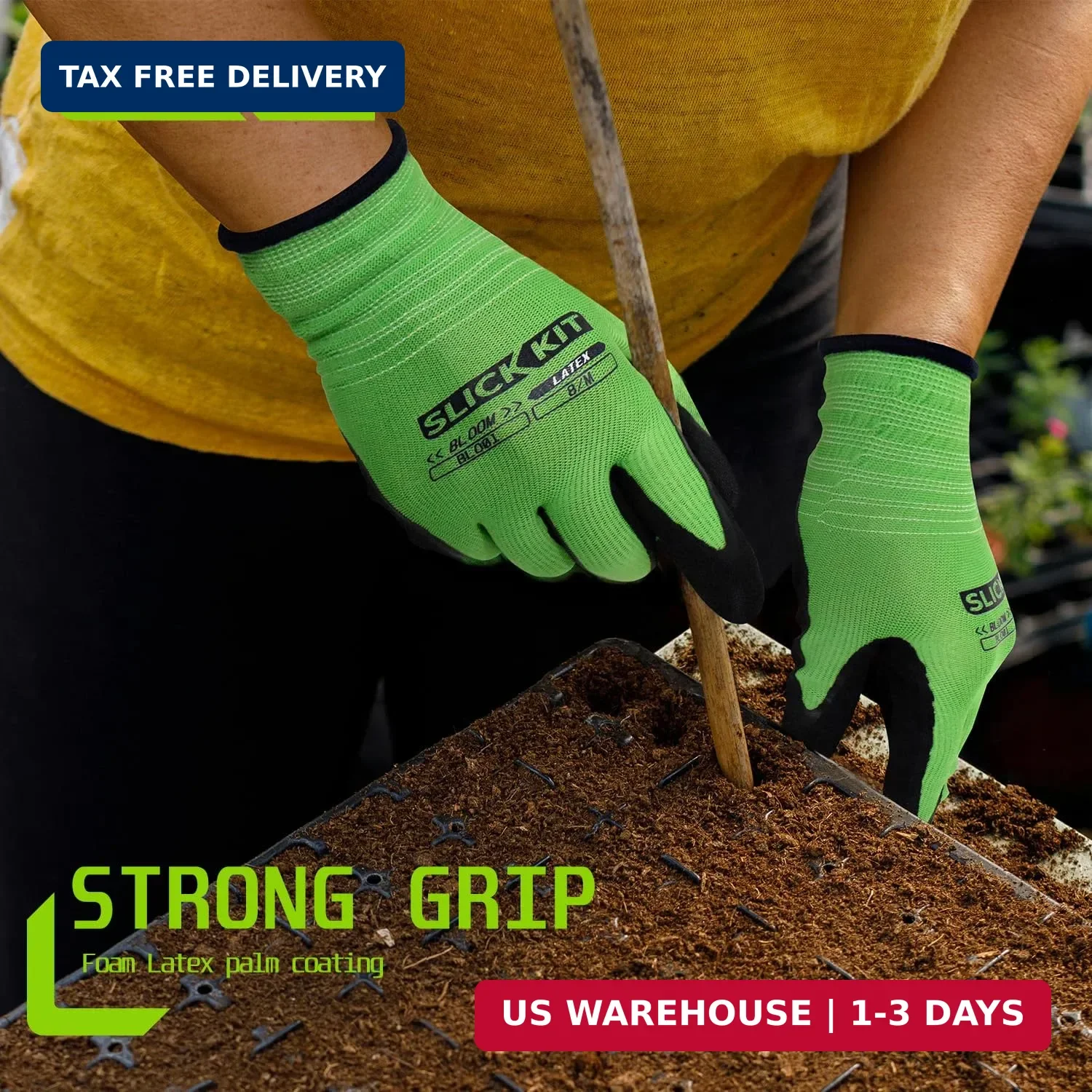 6 Pairs Gardening Gloves for Women & Men, Water & Soil Resistant Natural Rubber