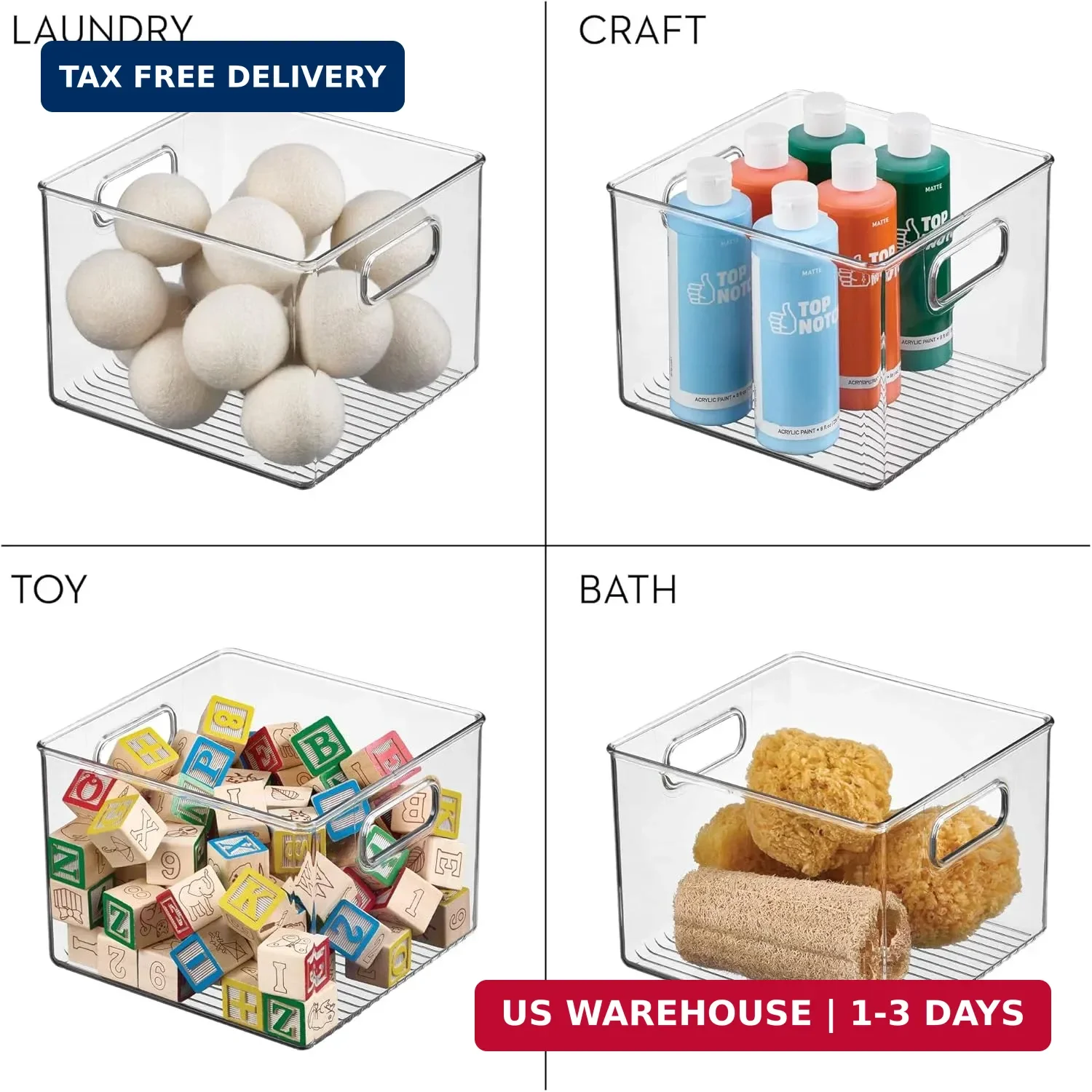 iDesign Pantry Storage Bin with Handles for Kitchen Cabinets or Fridge - Clear - 81492712305
